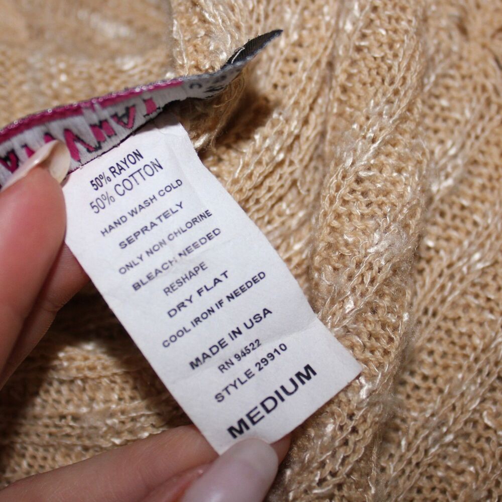 Y2K 90s Say What Beachy Fairy Crochet Long Duster Tan Short Sleeve Open Knit - Picture 4 of 5
